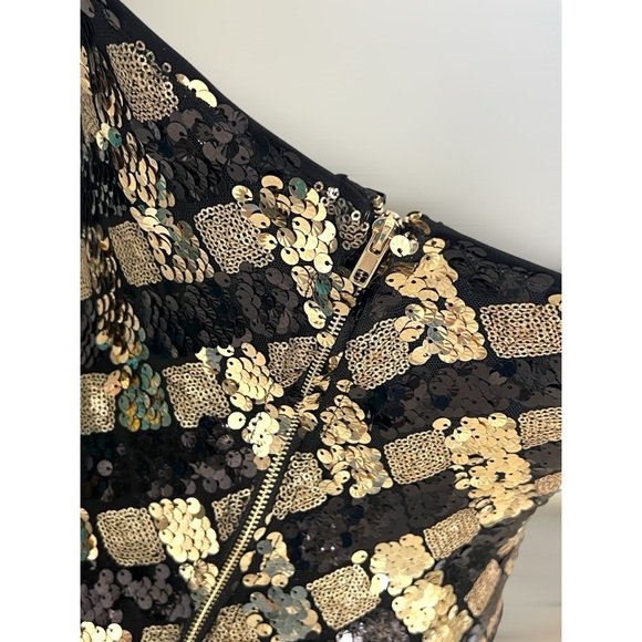 QUII Beautiful black and gold sequin mini dress sz S M L - Picture 5 of 6